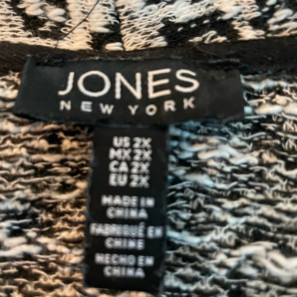Jones New York Black and Cream Leopard-Print Cardigan - Picture 7 of 9
